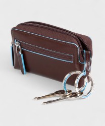 Piquadro Blue Square astuccio portachiavi con zip, mogano