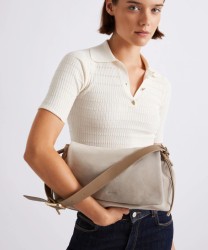 Marella Cardato borsa a tracolla in pelle suede, tortora