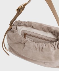 Marella Cardato borsa a tracolla in pelle suede, tortora