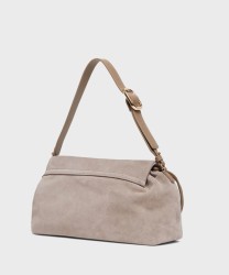 Marella Cardato suede shoulder bag, dove gray