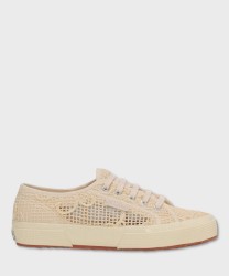 Superga 2750 Net Flower Crochet crochet ballerina sneakers, beige raw off white