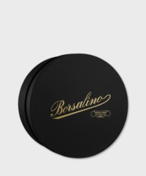 Borsalino small round hat box, black, red velvet, logo