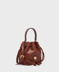 The Bridge Story Brown Leather Bucket Shoulder Bag