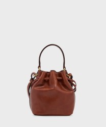 The Bridge Story Brown Leather Bucket Shoulder Bag