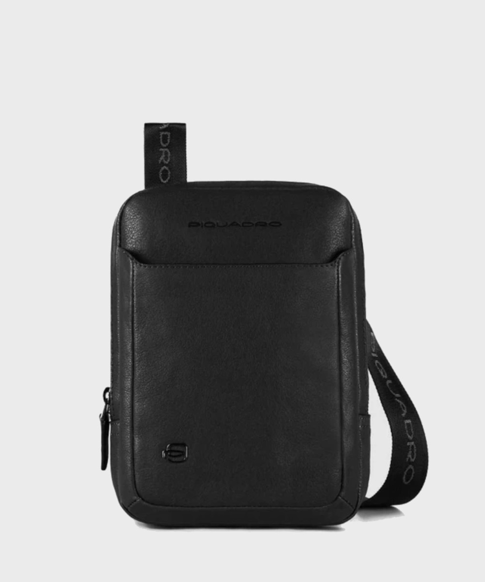 Piquadro Black Square black leather shoulder bag