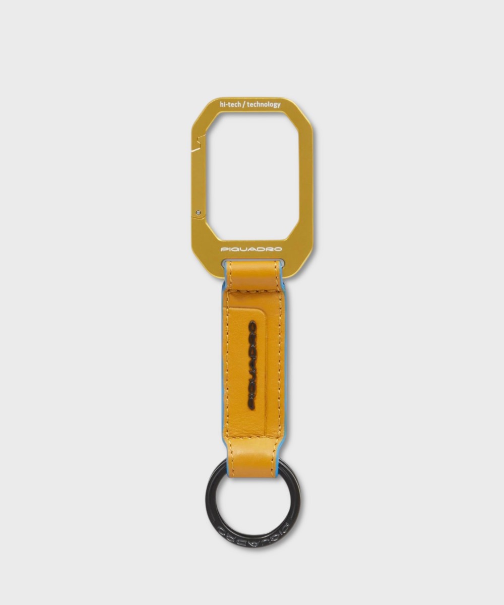 Piquadro Atlas key ring with yellow leather...