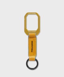 Piquadro Atlas key ring with yellow leather carabiner