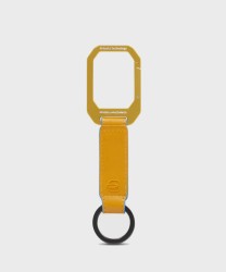 Piquadro Atlas key ring with yellow leather carabiner