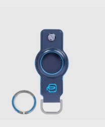 Piquadro Blue Square leather key ring for AirTag and Connequ