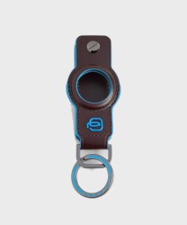 Piquadro Blue Square leather key ring for AirTag and Connequ