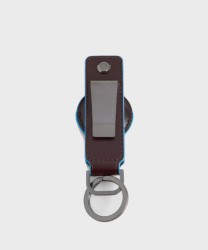 Piquadro Blue Square portachiavi per AirTag e Connequ in pelle