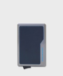 Piquadro Blue Square compact wallet MagSafe 6 cc in alluminio