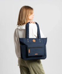 Cabaia Reykjavik borsa a spalla tote bag in tessuto ecologico blu navy