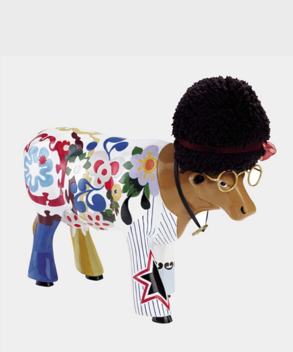 Cow Parade Woodstock large in ceramica dipinta...