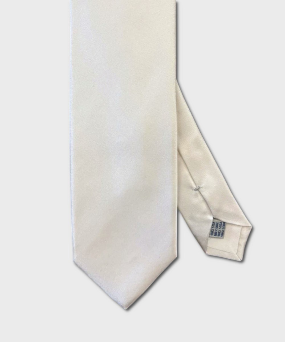 Arcuri three-fold formal tie in satin silk, white