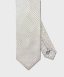 Arcuri three-fold silk formal tie, white with