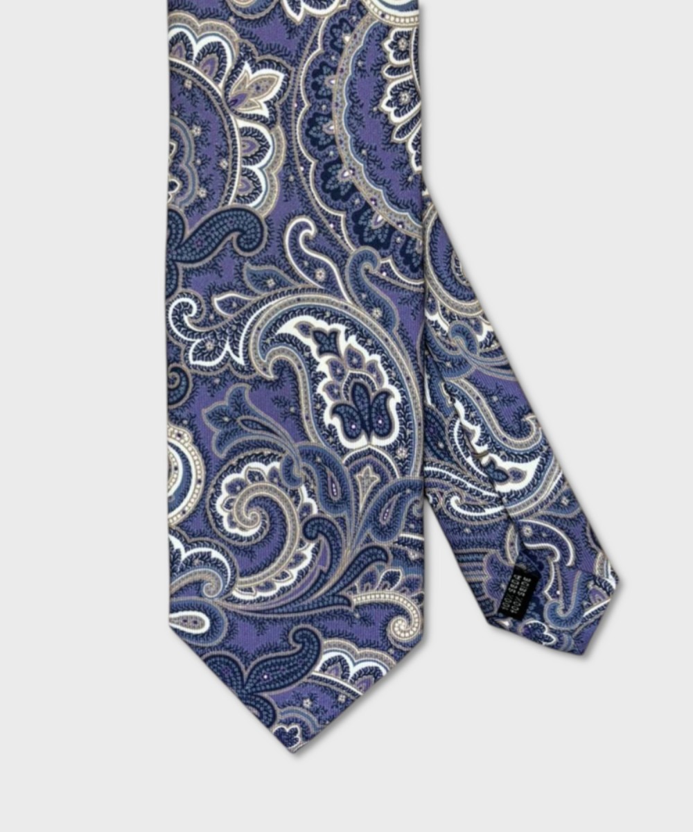 Arcuri three-fold silk twill tie with purple...