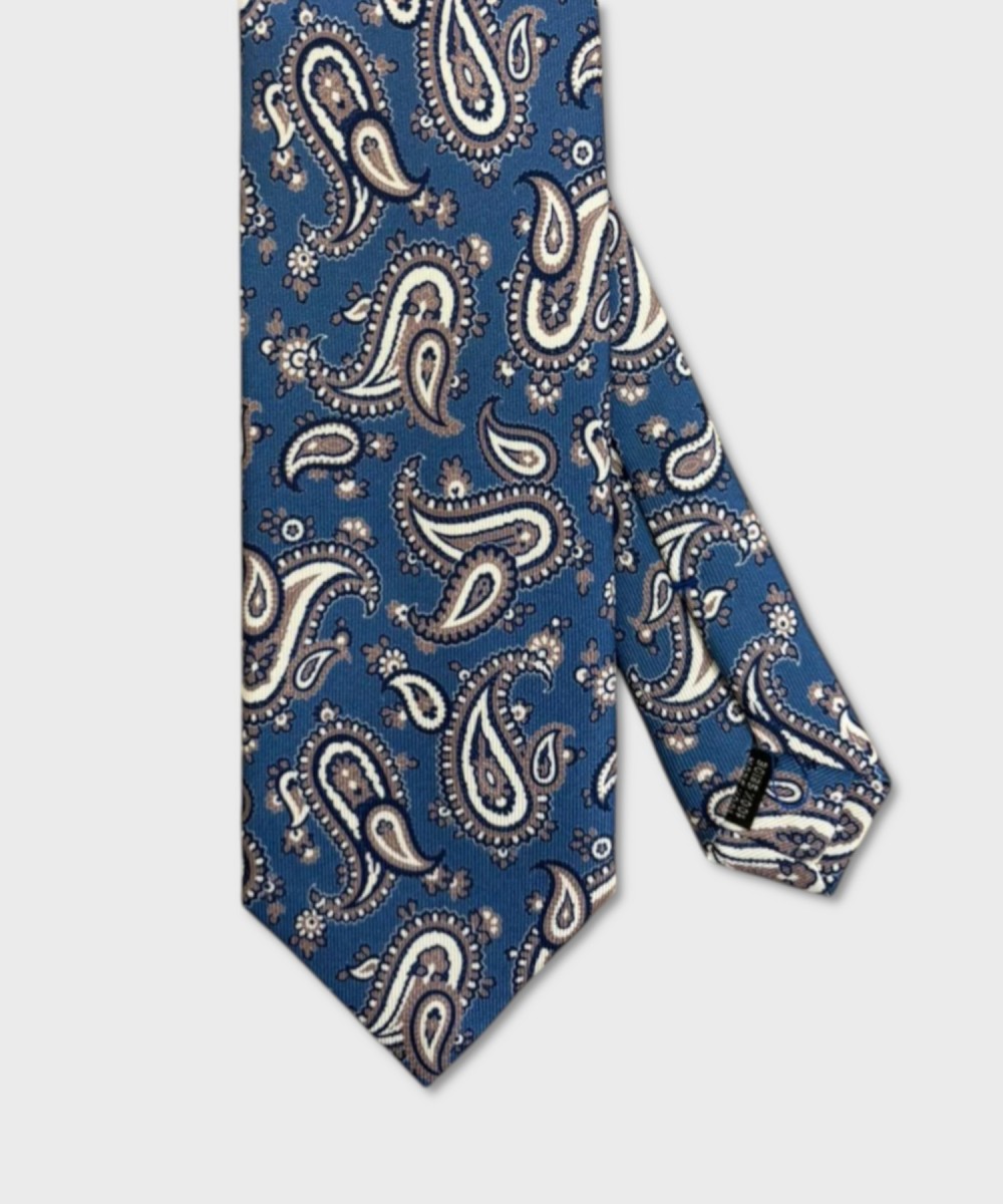 Arcuri three-fold silk twill tie with blue...