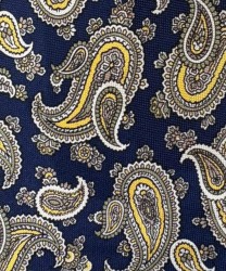 Arcuri cravatta tre pieghe in seta con fantasia cashmere blu
