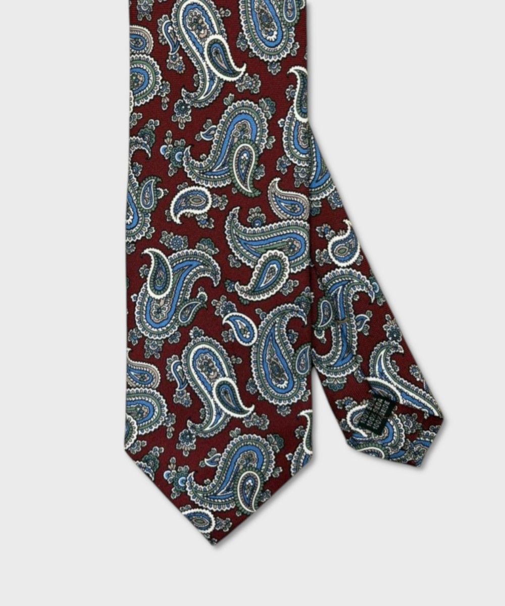 Arcuri three-fold silk tie with burgundy...
