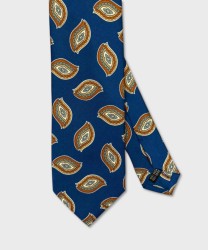Arcuri three-fold silk tie with blue paisley pattern
