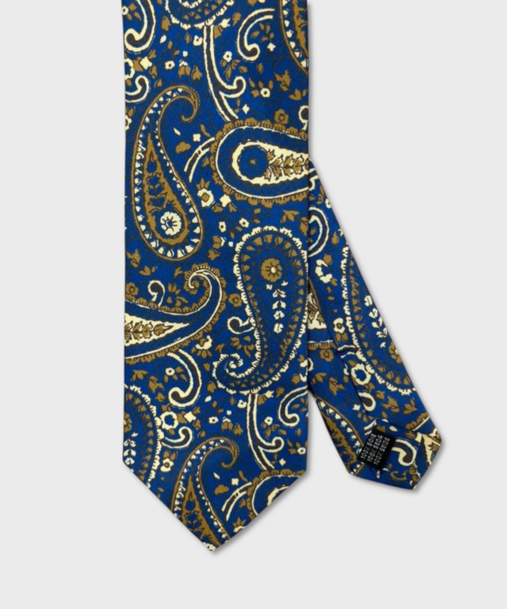 Arcuri three-fold silk tie with large blue...