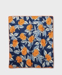 Arcuri tailored scarf in blue silk with orange flowers