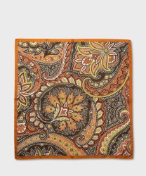 Arcuri foulard in seta con fantasia cashmere marrone e arancio