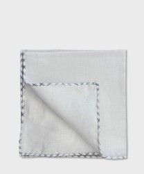 Arcuri white hand-stitched tailored pocket square