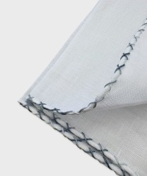 Arcuri white hand-stitched tailored pocket square