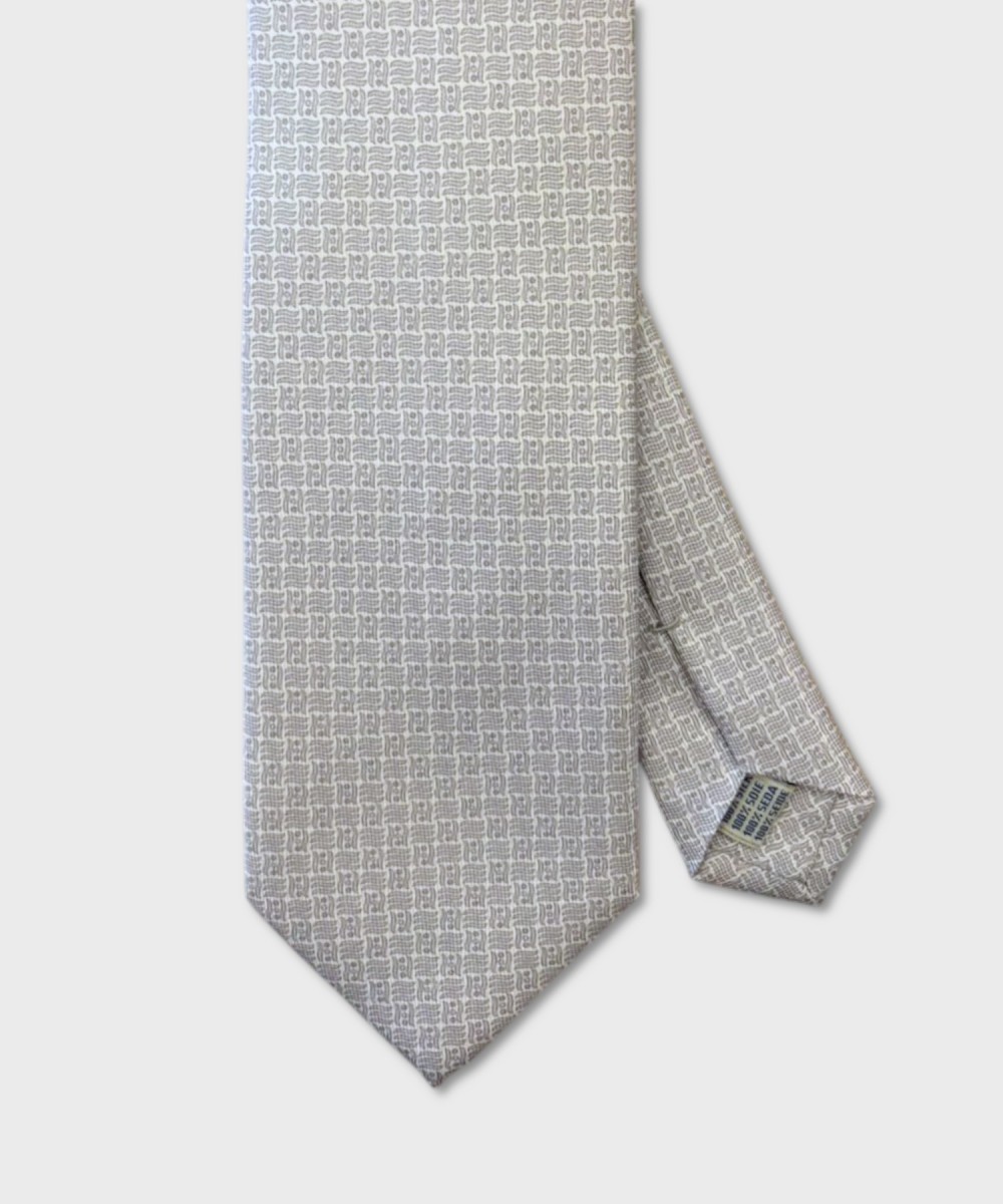 Arcuri three-fold silk formal tie, wave grey