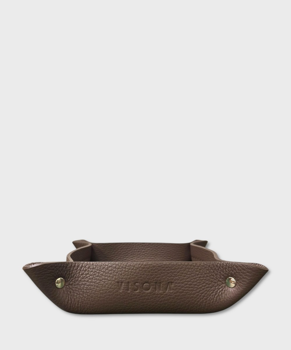 Visona square empty pockets in oak brown leather