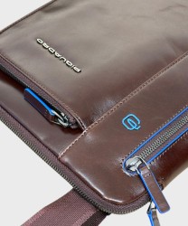Piquadro Blue Square shoulder bag, mahogany leather