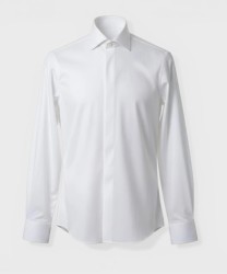 Galise tailored shirt in white Albini cotton with stitching