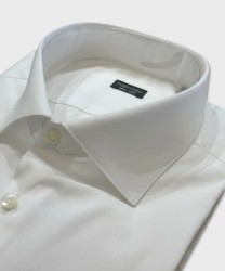 Galise camicia sartoriale in cotone Albini bianco con impuntura