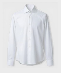 Galise camicia sartoriale in cotone Albini bianco con impuntura