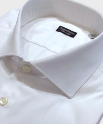 Galise camicia sartoriale in cotone Albini bianco con impuntura