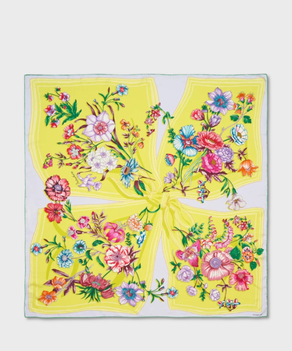 Mantero Petals and Pies foulard in seta giallo