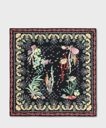 Mantero Coral Garden black silk scarf