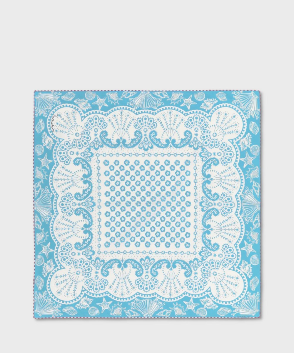 Mantero Maui foulard in seta e cotone azzurro