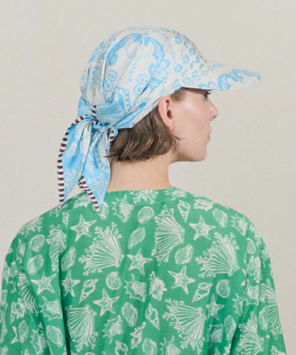Mantero Zoey Silk Twill Visor Bandana in Light...