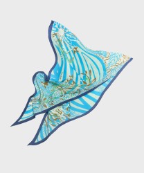 Mantero Swing and Slide diamond-patterned silk scarf in light blue