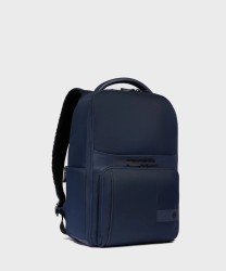 Piquadro Wollem 14" expandable laptop backpack in blue fabric