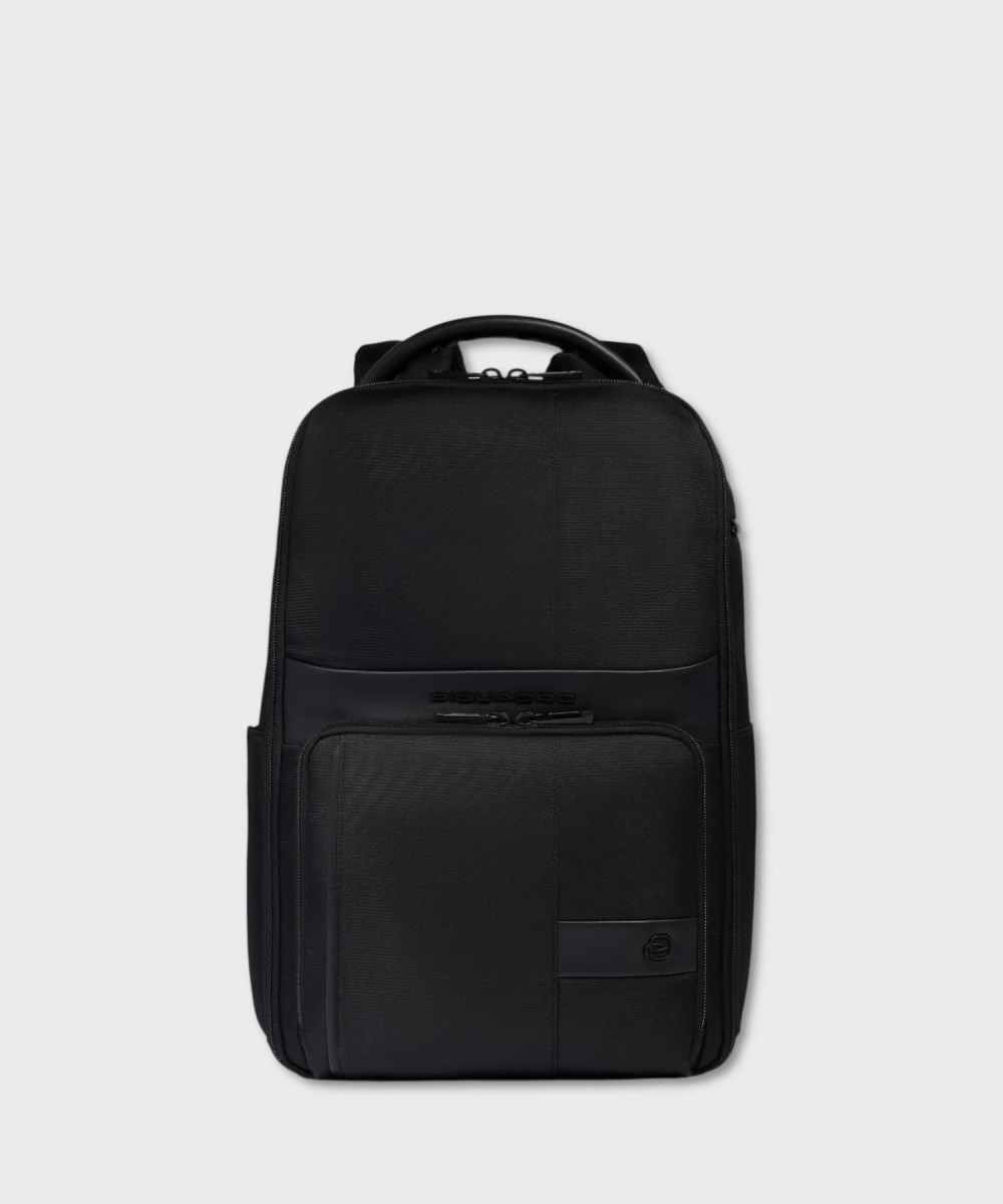 Piquadro Wollem 14" expandable laptop backpack in black fabric