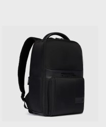 Piquadro Wollem 14" expandable laptop backpack in black fabric