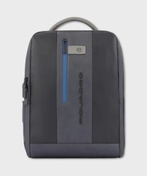 Piquadro Urban 15.6" laptop backpack with anti-theft cable in leather