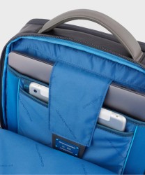 Piquadro Urban 15.6" laptop backpack with anti-theft cable in leather
