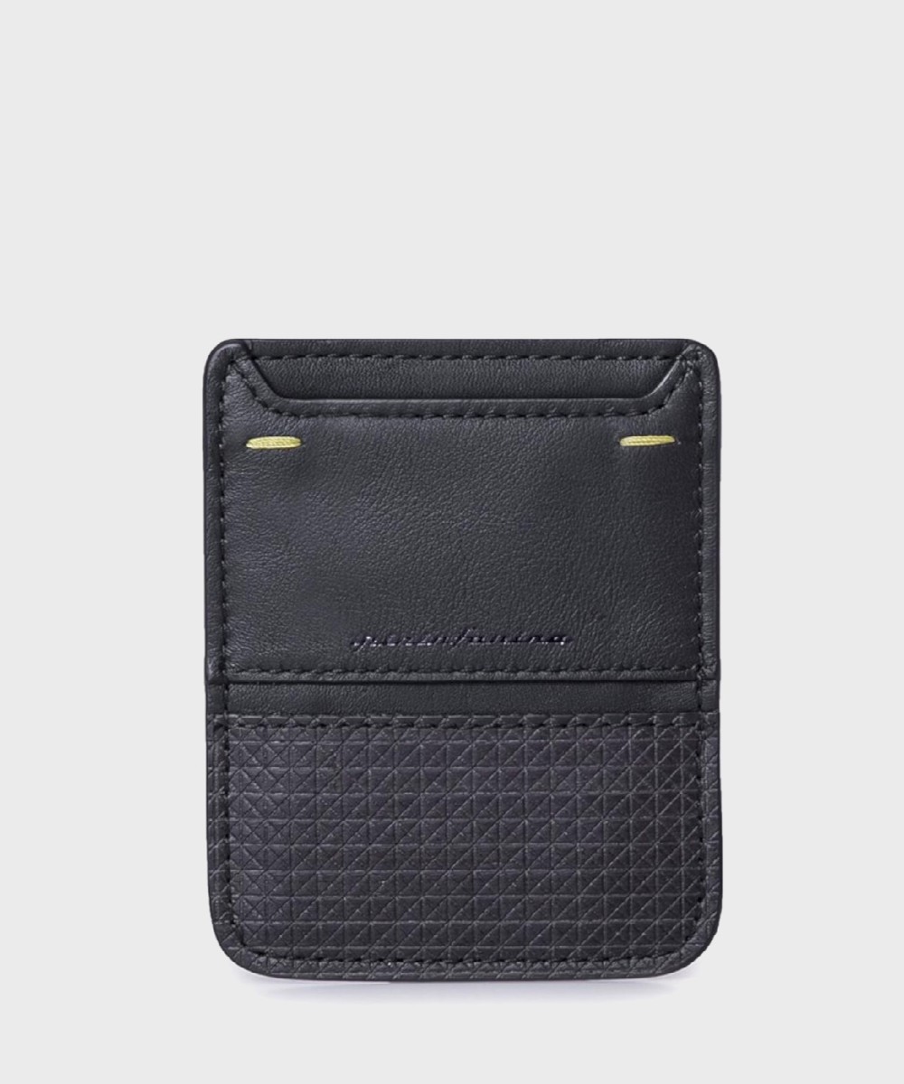 Pininfarina Segno bustina porta carte in pelle nera e legno di