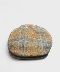 Galise & Bao Hats Preston wool flat cap, brown Harris Tweed
