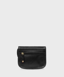 The Bridge Story Black Leather Flap Over Shoulder Bag